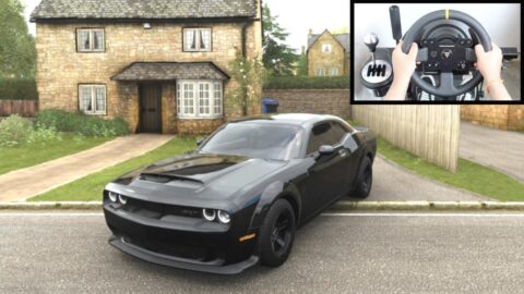 forza horizon 4 dodge demon vs police chase (thrustmaster steering wheel) gameplay